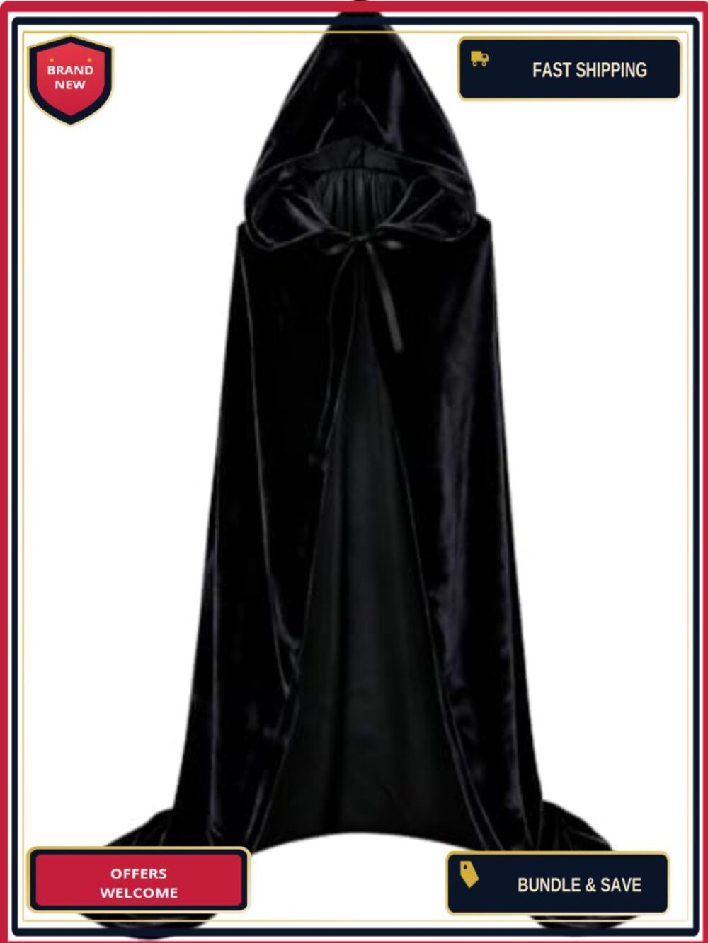 Vampire Cape Velvet Hooded Cloak Unisex Halloween Witch Cosplay Robe